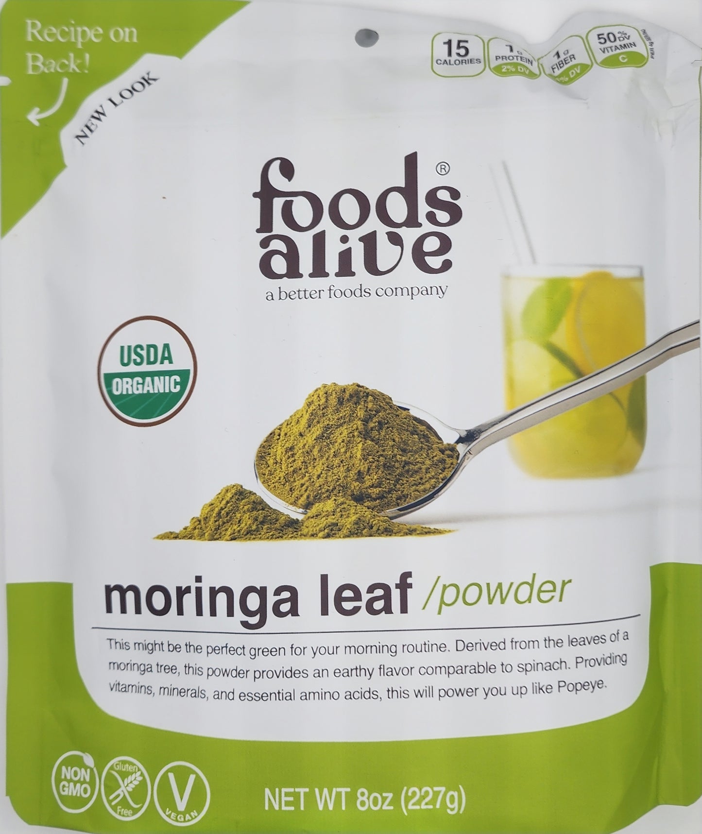 Foods Alive organic moringa leaf / powder 8oz./227g.