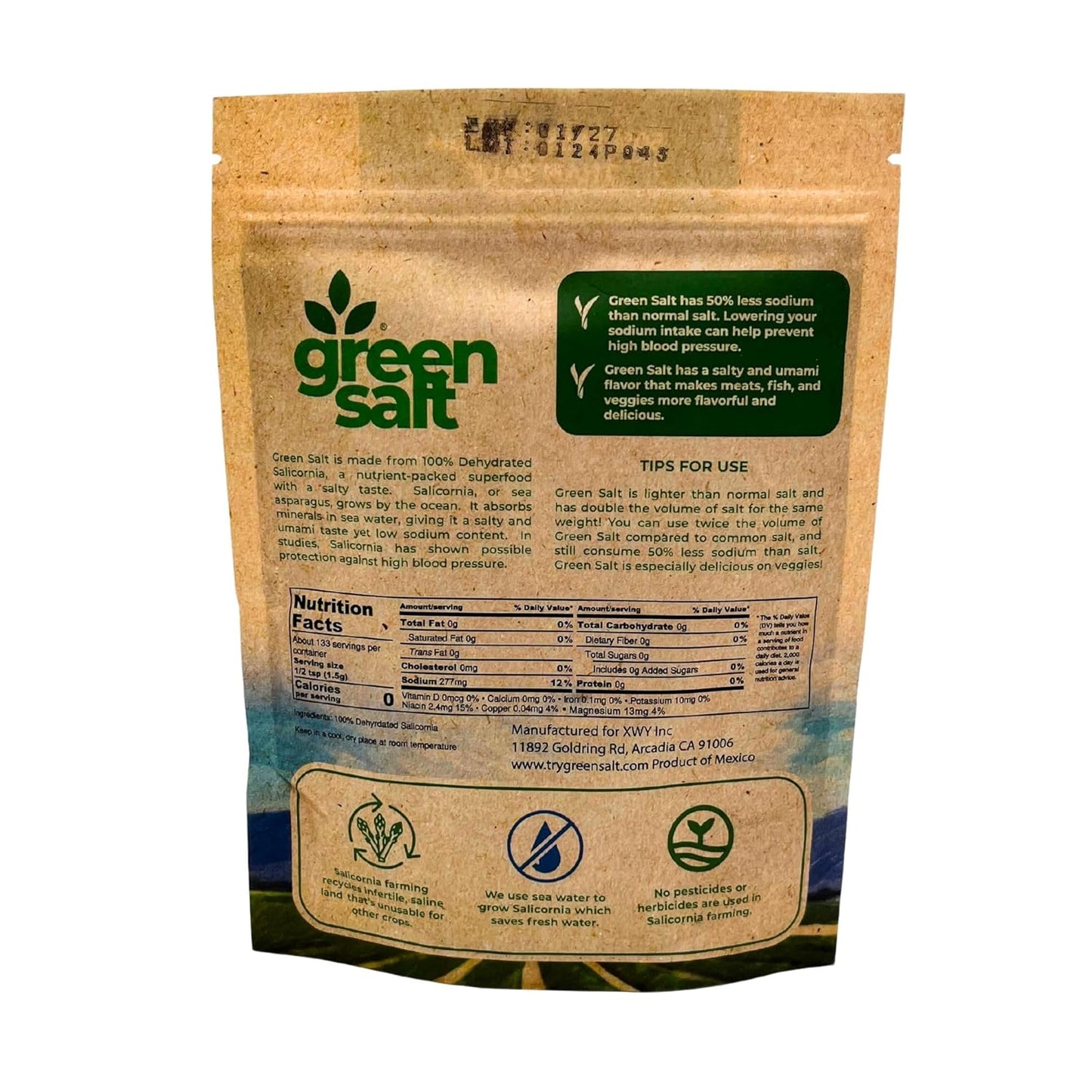 Green Salt Dehydrated Saliconia Low Sodium 7.05oz., 200g