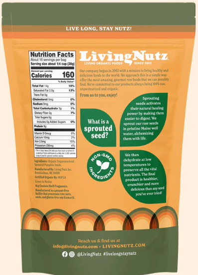 Living Nutz - Organic Sprouted Pumpkin Seeds 16oz.