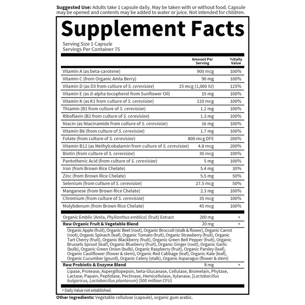 Garden of Life Vitamin Code Raw One for Women Multivitamin