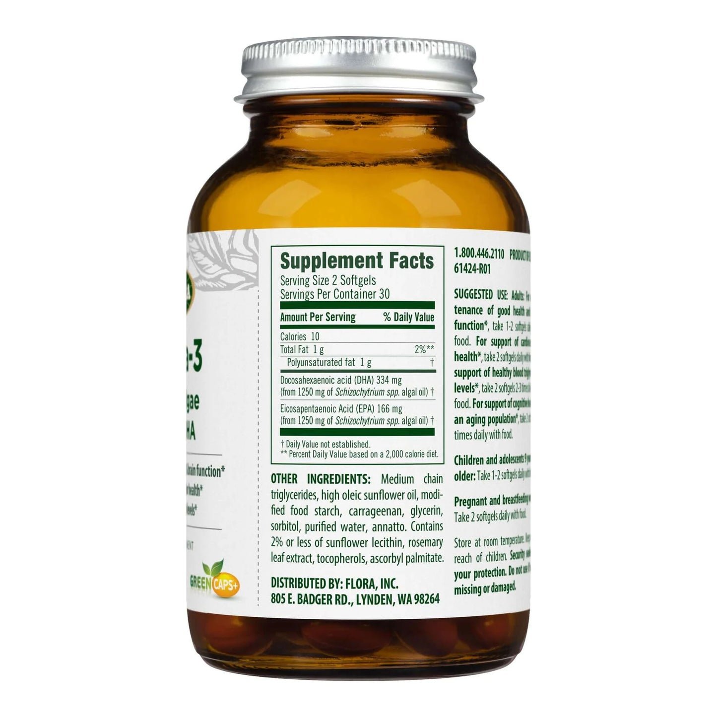 
                  
                    Flora Omega-3 Vegan Algae EPA & DHA 60  Veg. Softgels
                  
                